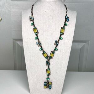 Multiple Color Artsy Pendant Necklace 20” Chain.